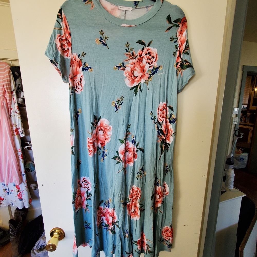 Mint floral dress